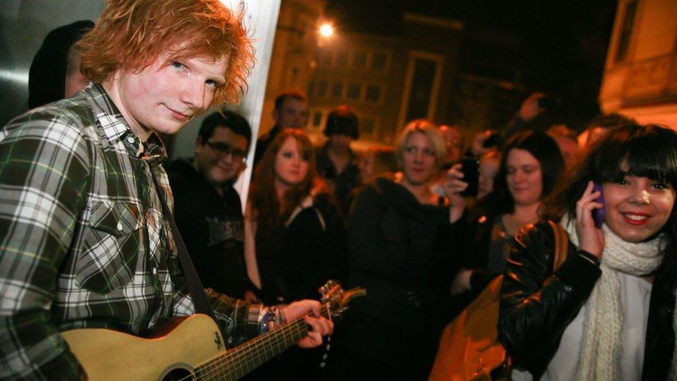 Ed Sheeran outside The Swan in Ipswich