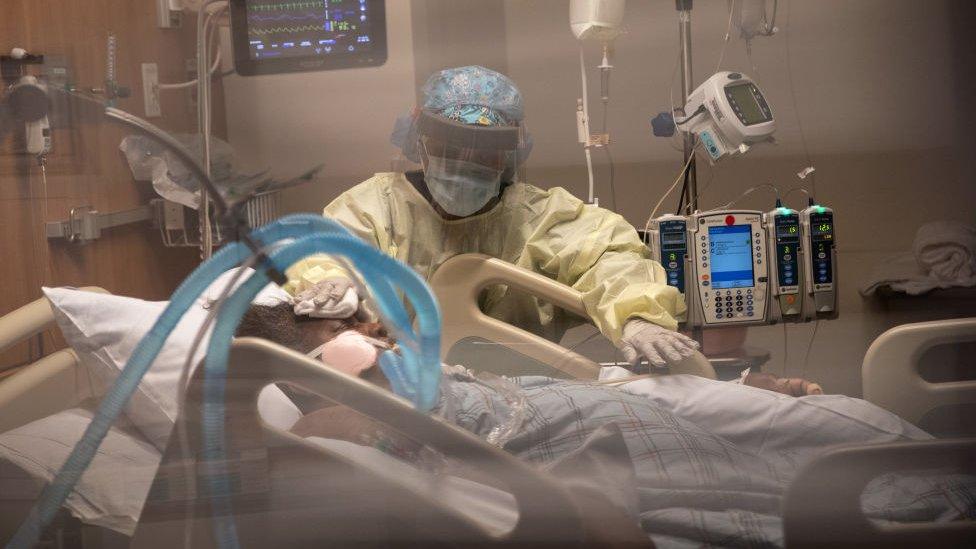 A person on a ventilator in a US hospital