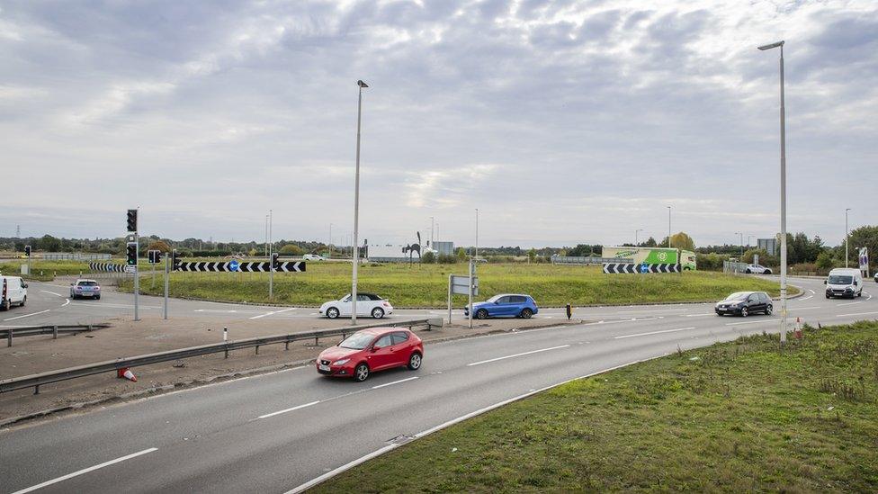 The Black Cat roundabout by Roxton, Bedfordshire