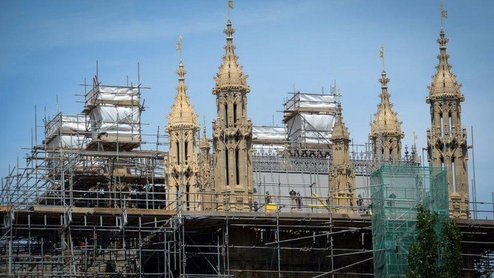 Building work taking place on the Palace of Westminster