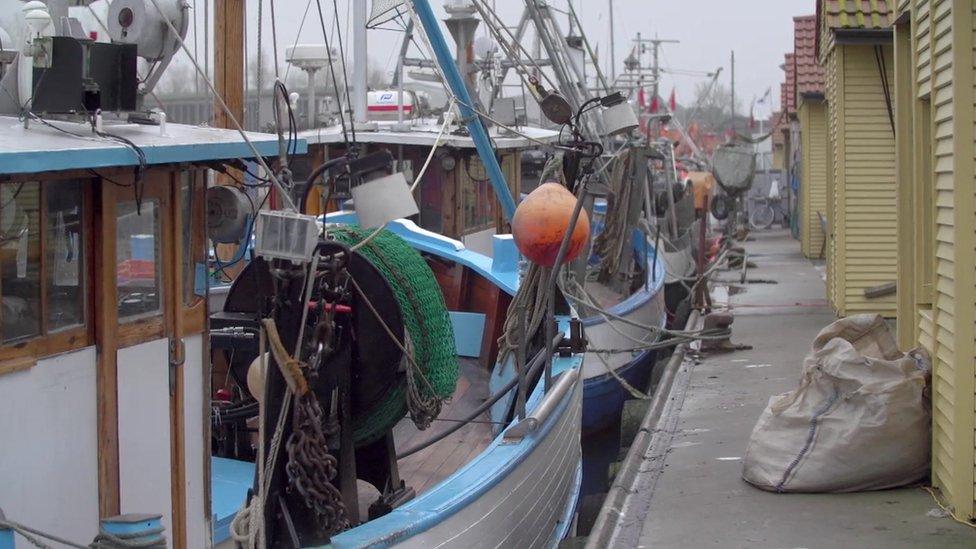 Fishing boats in the harbour at Freest on Germany's Baltic coast