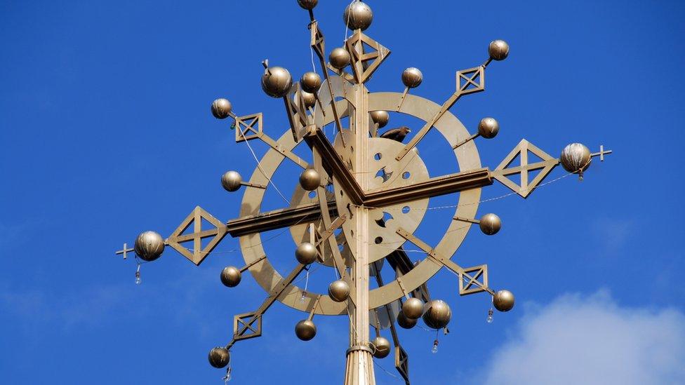 The cross at the top of Our Lady Mary of Zion Church in Aksu