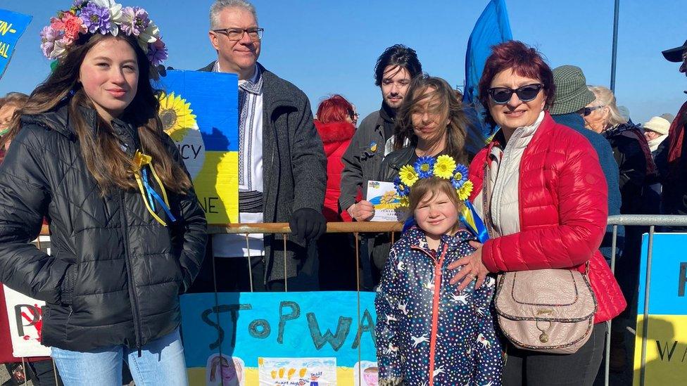 Amelia and Avalyn took part in the rally with their Ukrainian grandmother