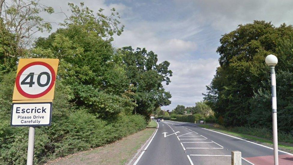 A road sign on the A19 Escrick