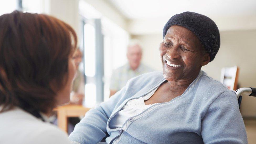 Generic care home resident with visitor