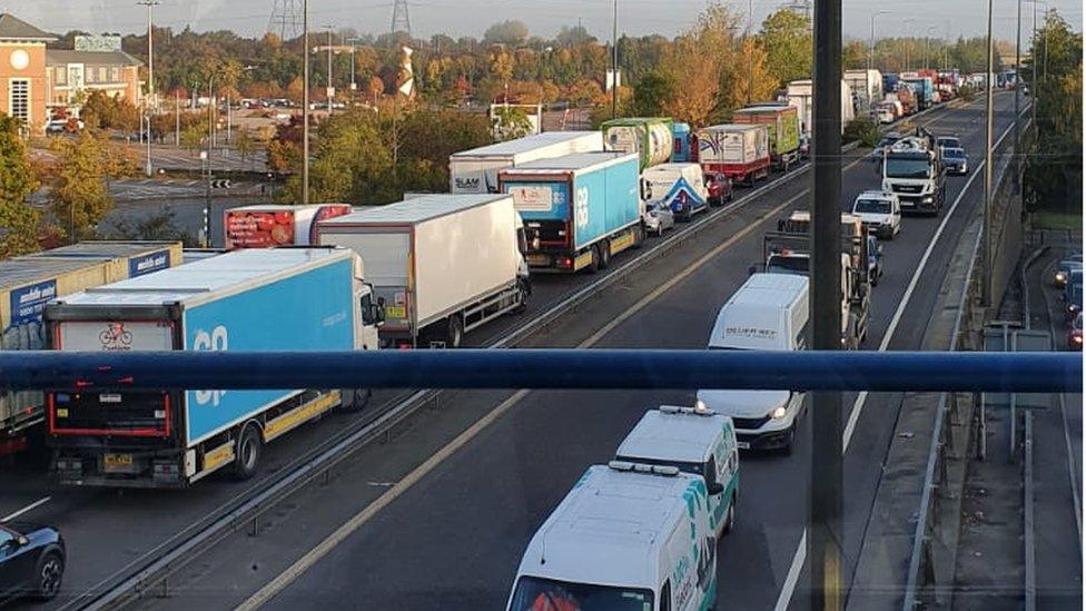 Traffic on the road around Dartford, Essex