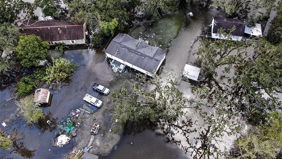 Aerial image of devastation caused by Hurricane Ida