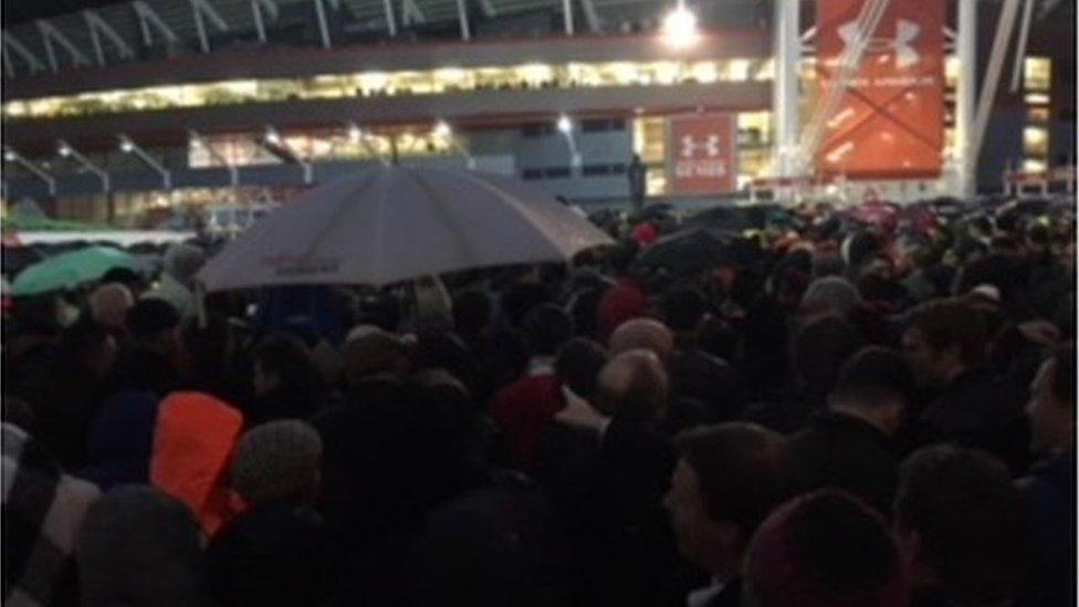 Crowds outside Millennium Stadium