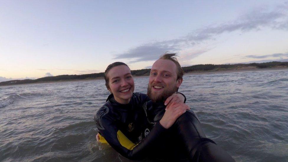 Beth and Andrew in the sea