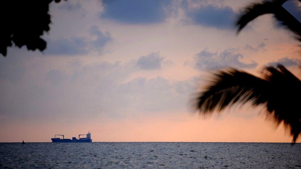 A view out to sea from the beach in Cartagena, Colombia.