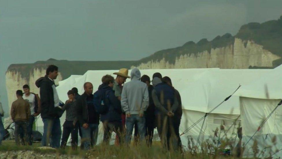 Migrants at the Dieppe camp