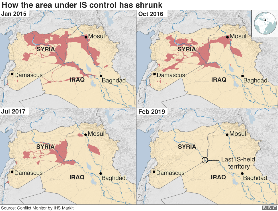 Map showing how the area under IS control has shrunk