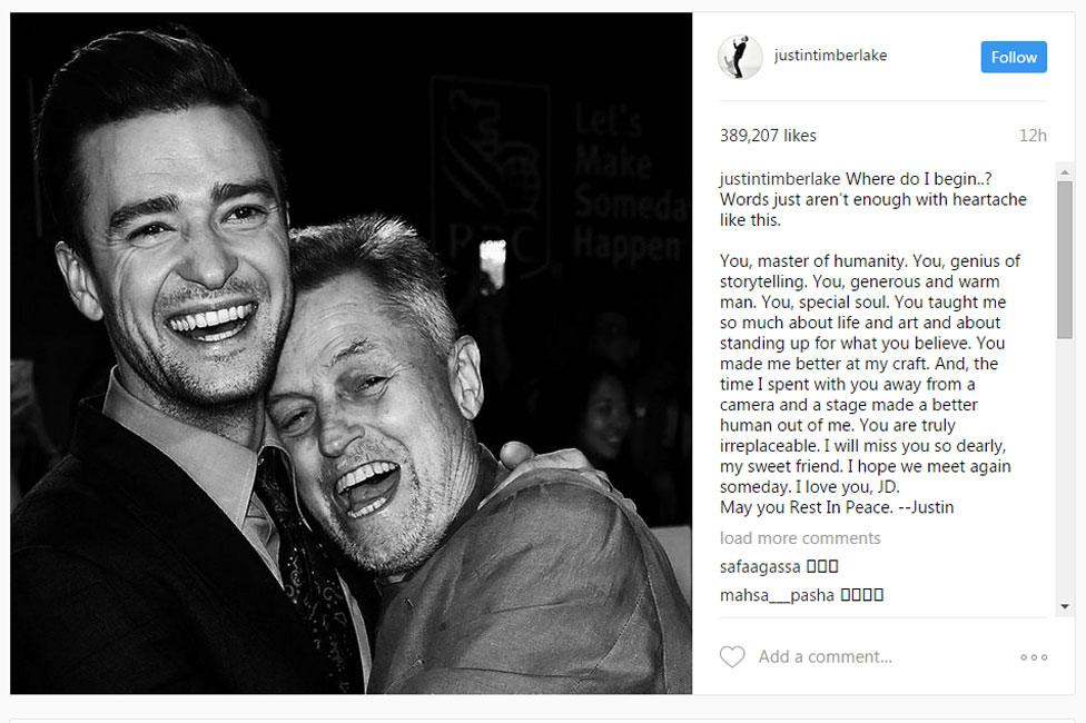 Justin Timberlake post on Instagram