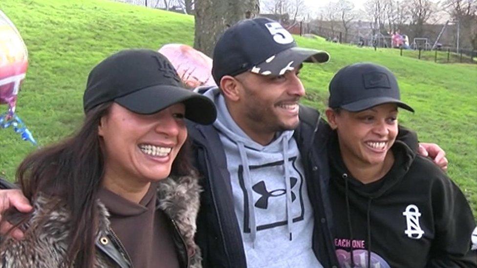 Mr Swarray's siblings Cheryl, Paul and Mari Moore at the unveiling on Saturday