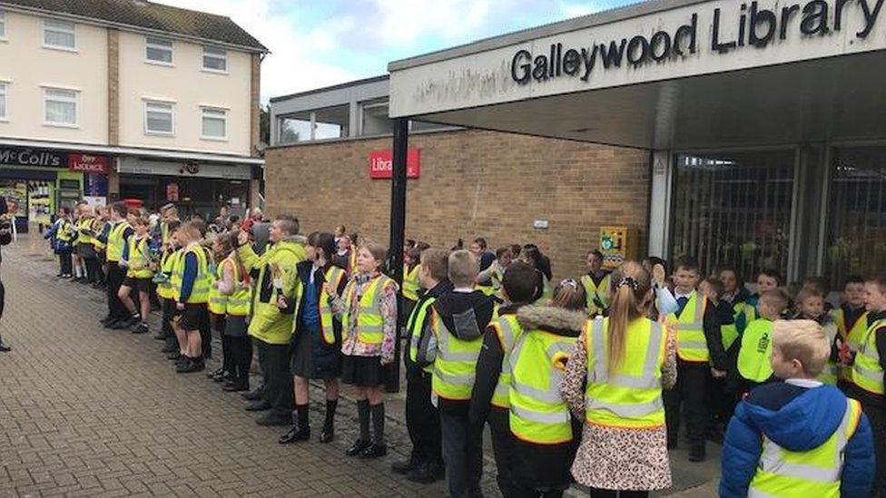 Pupils outside Galleywood Library