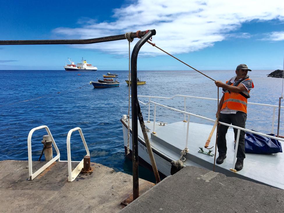 Getting ashore requires a rope and some dexterity
