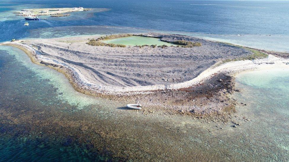 An undated handout photo made available by Western Australia Police shows an aerial view of Burton Island, Western Australia, Australia (issued 05 September 2019).