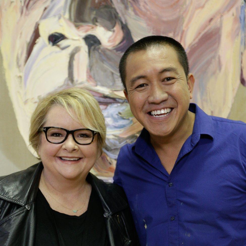 Australian comedian Magda Szubanski with Anh Do