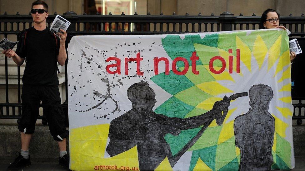 Protests in 2011 outside the National Portrait Gallery