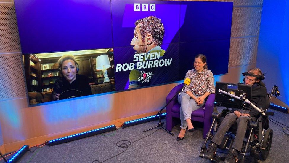 Dame Kelly Holmes pictured talking with Rob Burrow and his wife Lindsey