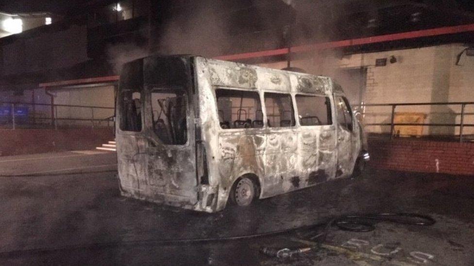 Burnt-out bus