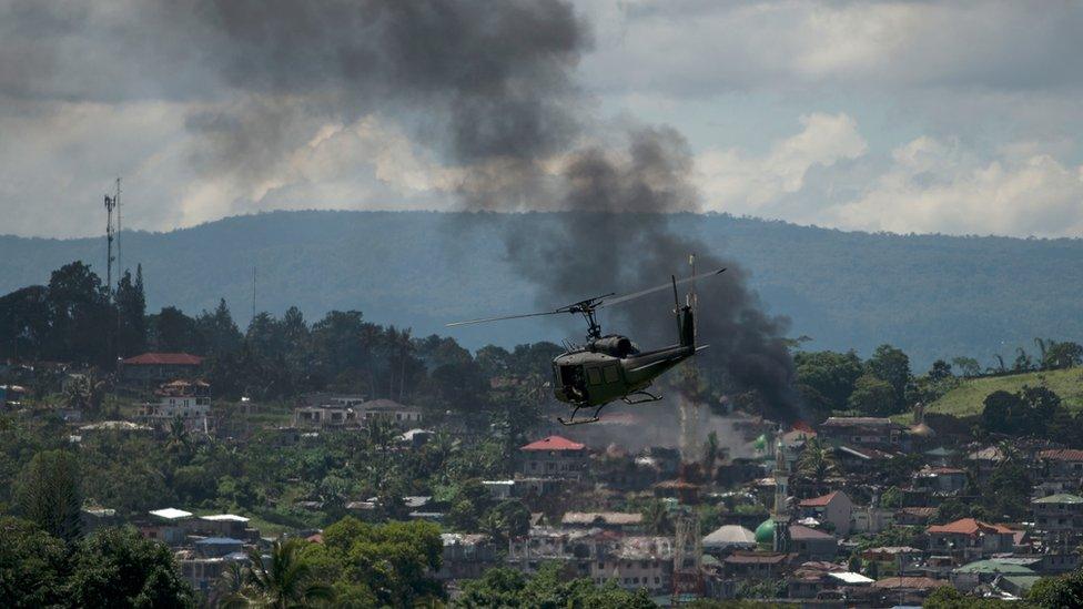 Government troops fought Islamic State-inspired militants on the island of Mindanao in 2017