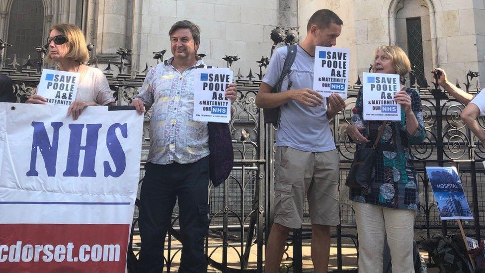 Campaigner outside the High Court