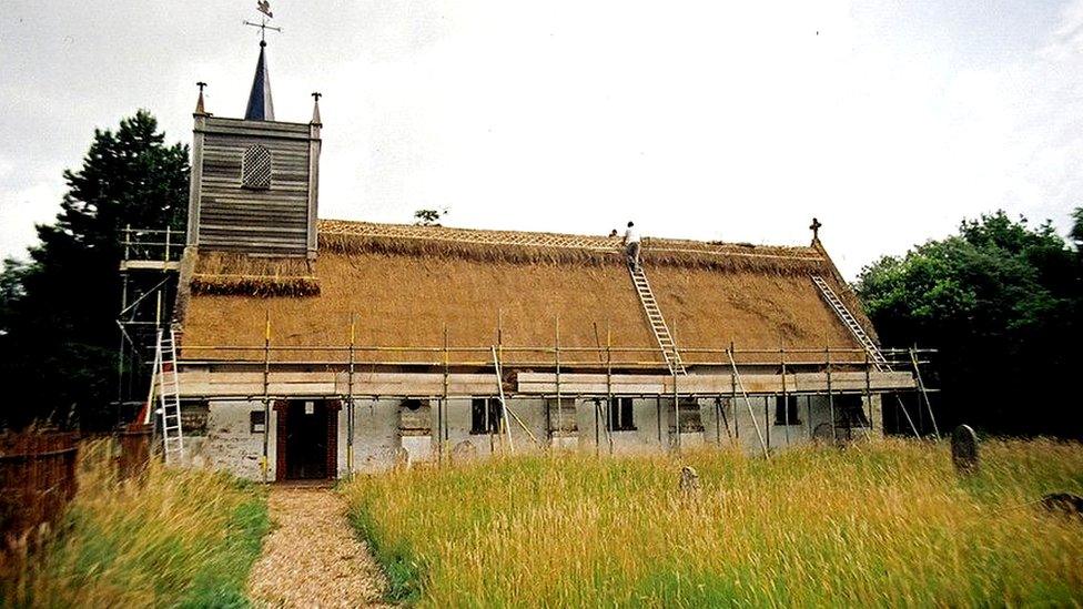 Thatching of a church roof