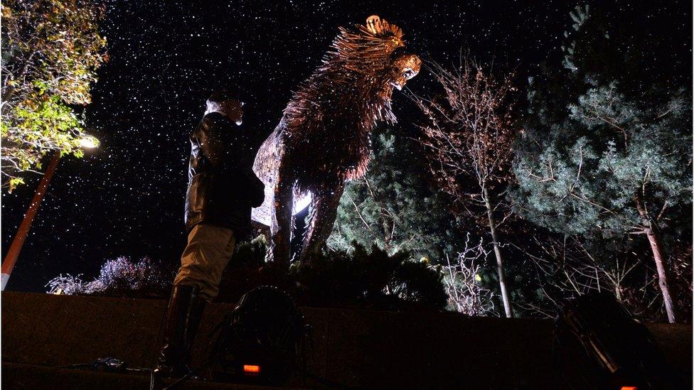 A statue of CS Lewis' most famous character, the lion Aslan, from The Chronicles of Narnia, was revealed to the public