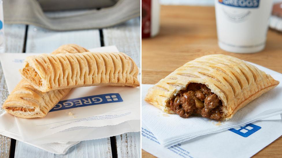 Greggs vegan sausage roll and Greggs vegan steak bake