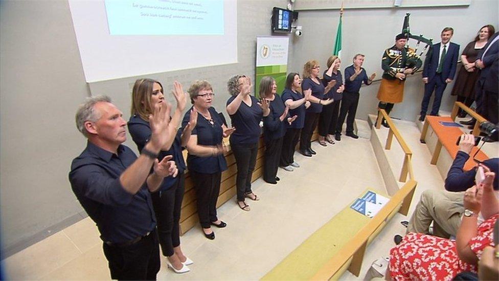 A new Irish Sign Language version of the National Anthem has been officially in Leinster House for the first time