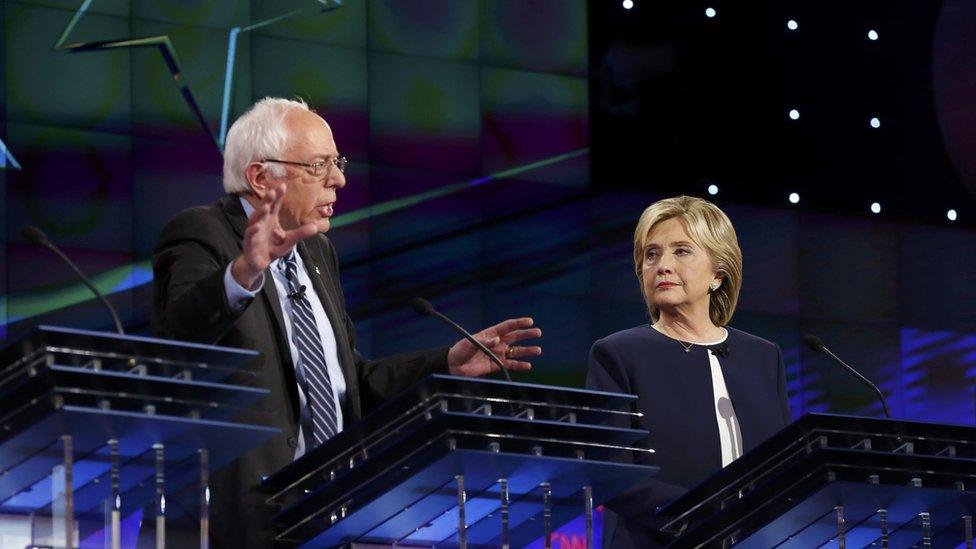 Sanders and Clinton in 2015