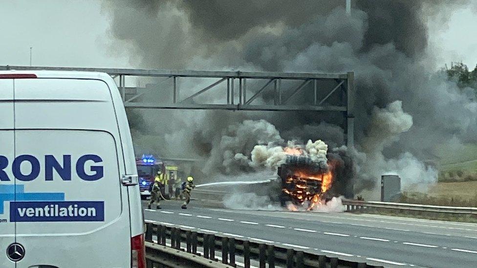 M1 lorry fire