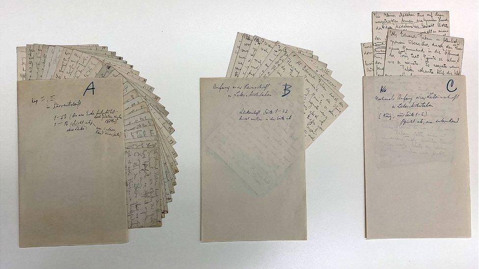 Three manuscript drafts of Wedding Preparations in the Country by Franz Kafka