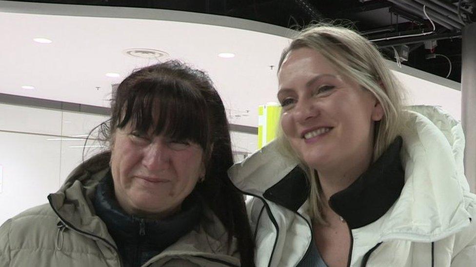 Svetlana Murphy (right) was delighted to be reunited with her mother at Dublin Airport