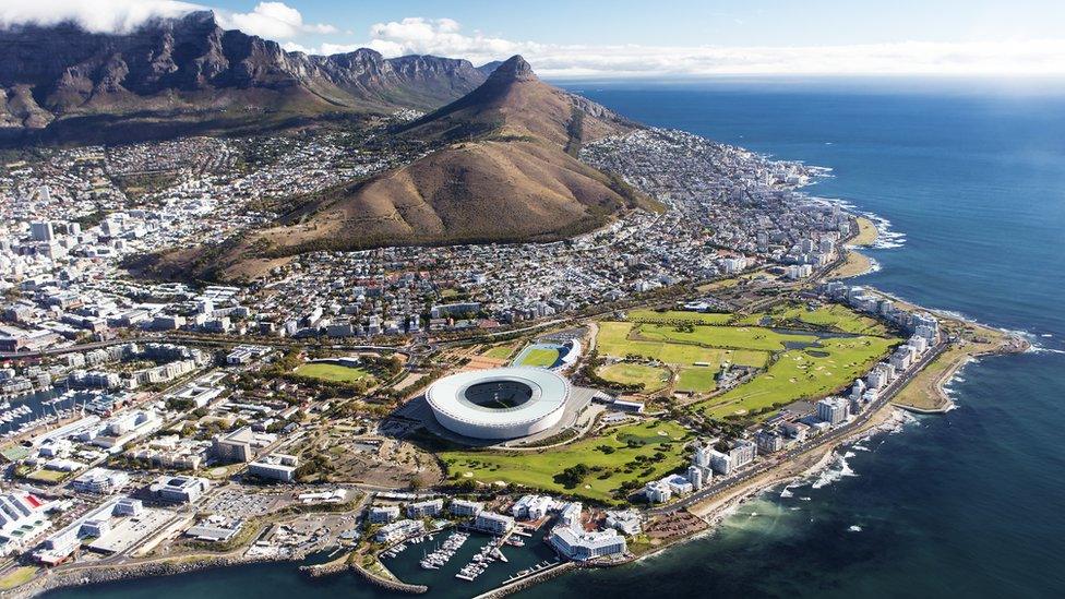 An aerial view of Cape Town