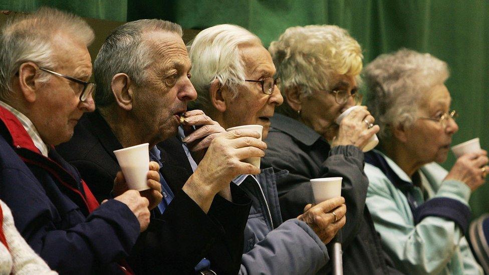 Pensioners at a tea dance