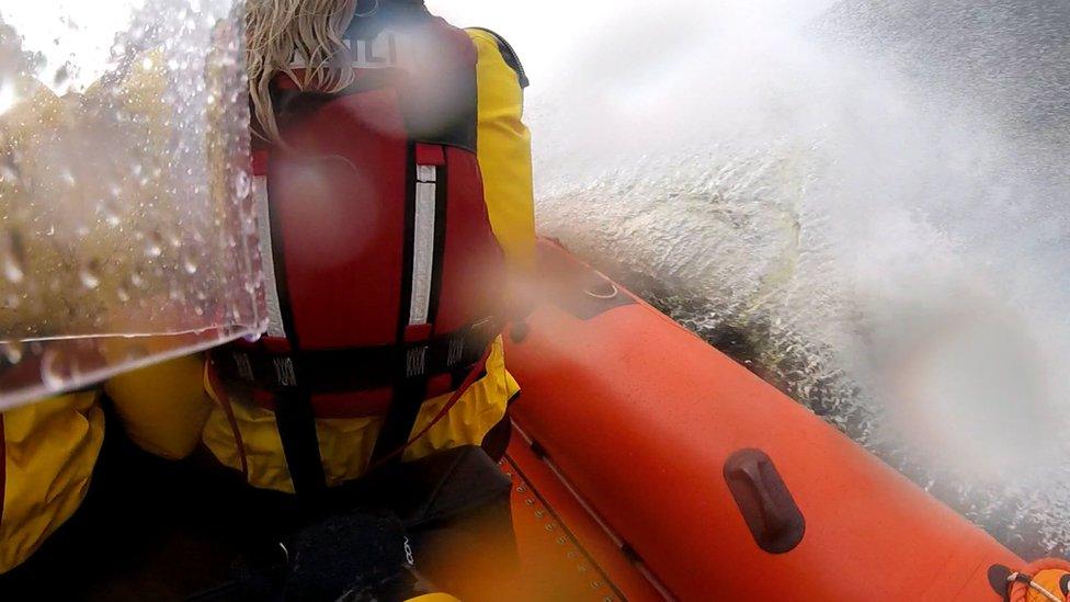 RNLI Loch Ness lifeboat in rough conditions