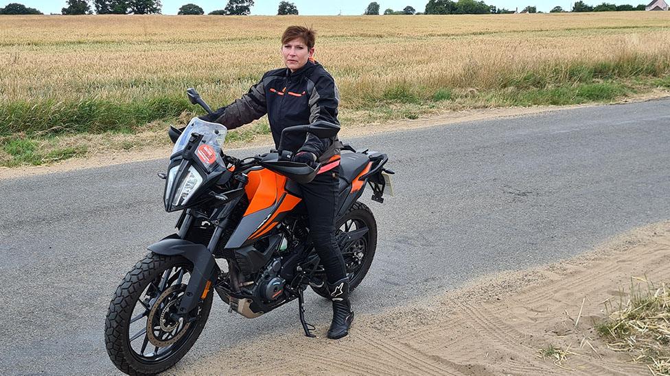 Michelle Griffin on a motorbike