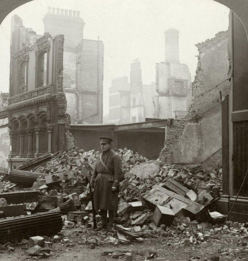 Dublin Streets in ruins, 1916