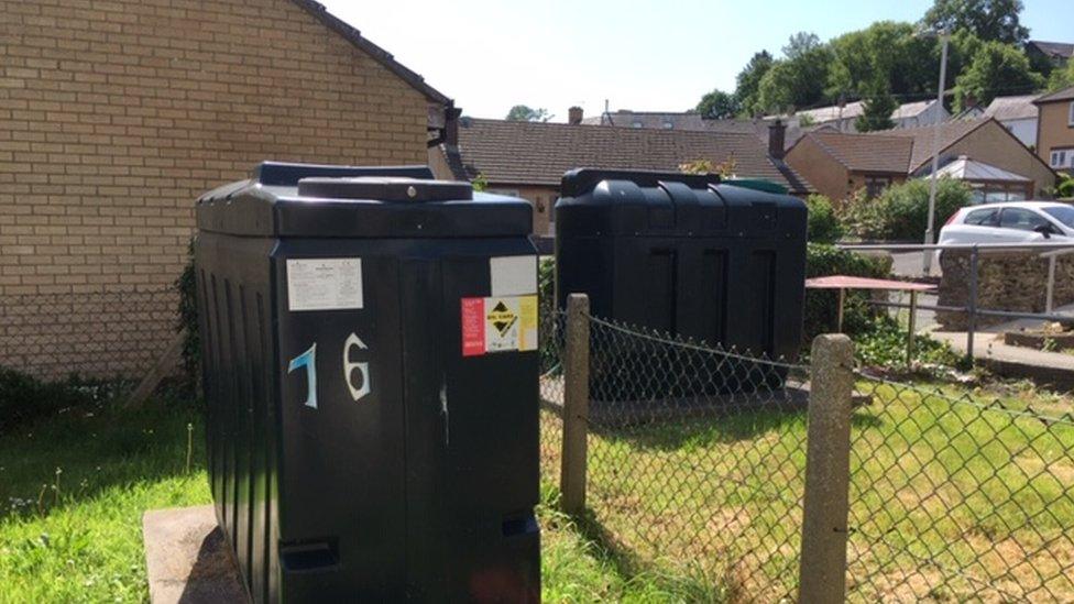 Oil tanks at homes in Newcastle Emlyn