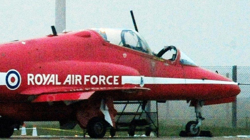 Flt Lt Sean Cunningham's Hawk on the ground at RAF Scampton