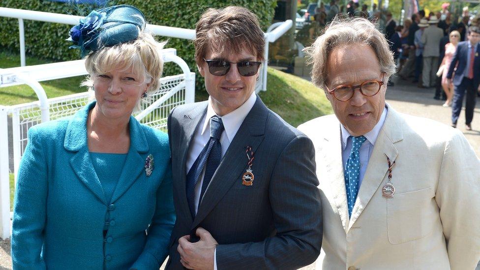 Lady March (left) and Lord March (right) with actor Tom Cruise (centre) at Goodwood Racecourse