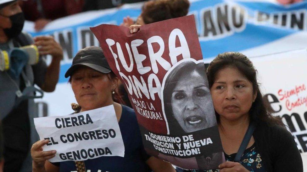 Thousands of people participate in a new anti-government demonstration in Lima, Peru, 31 January 2023.