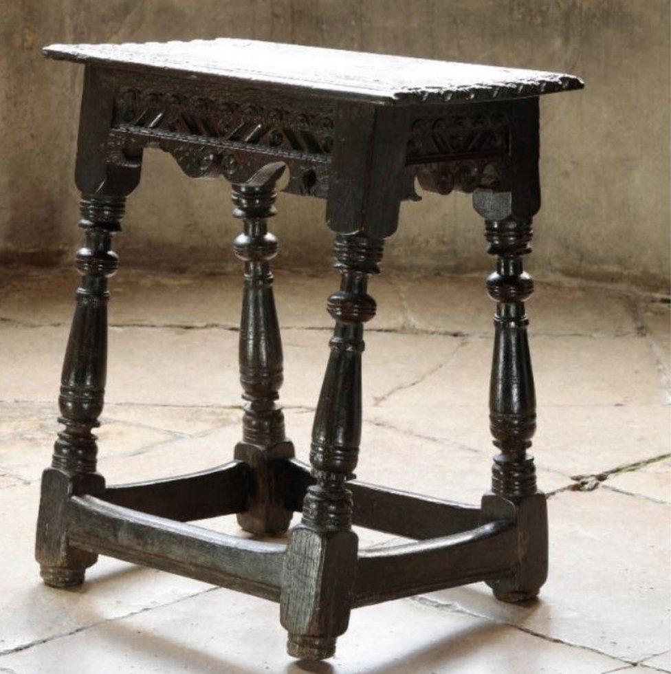 A Charles I oak stool