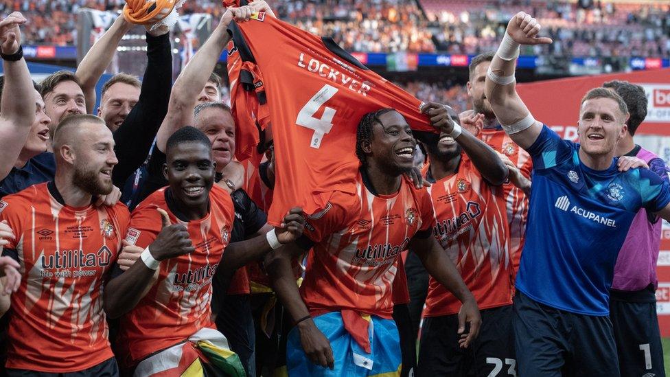 Luton players celebrate