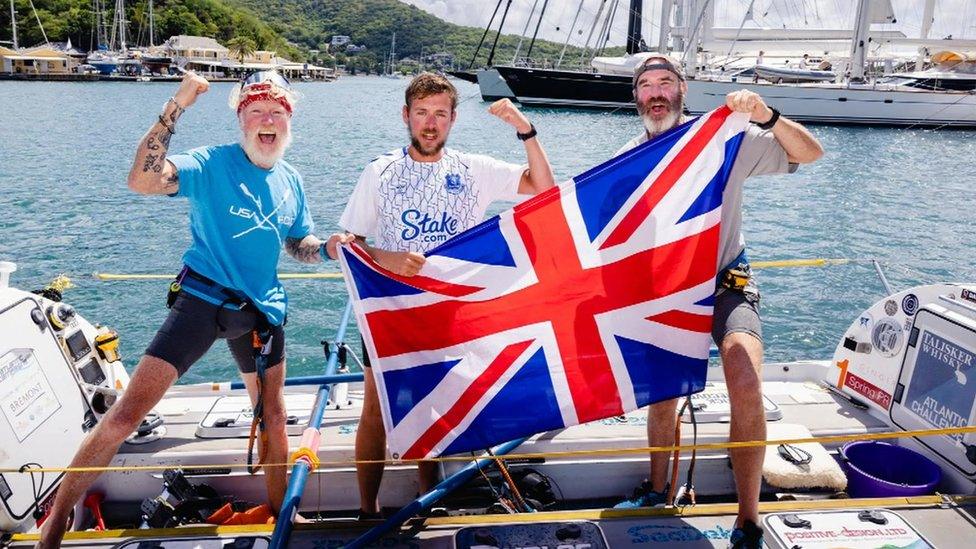 StatusCode14 team after completing their Atlantic rowing challenge