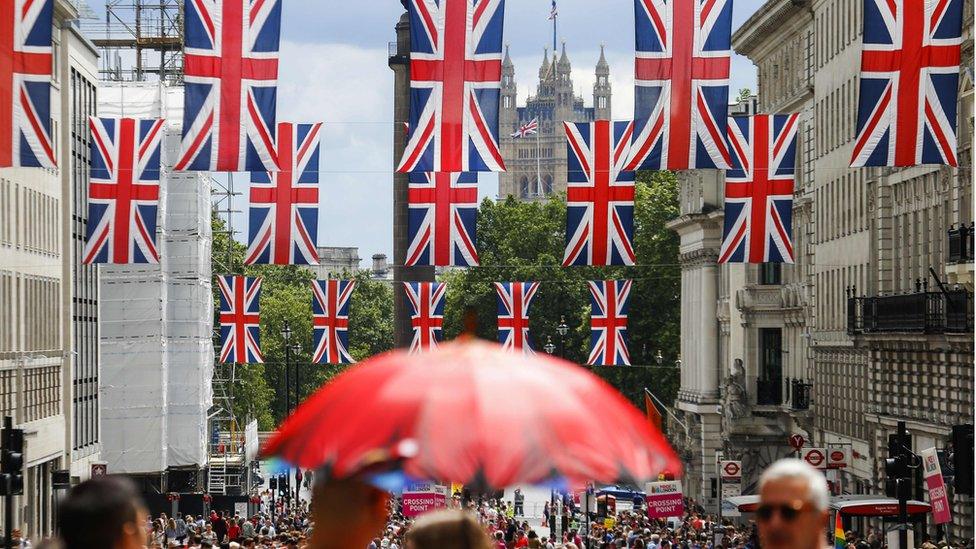 Union Jack flags on Oxford Street