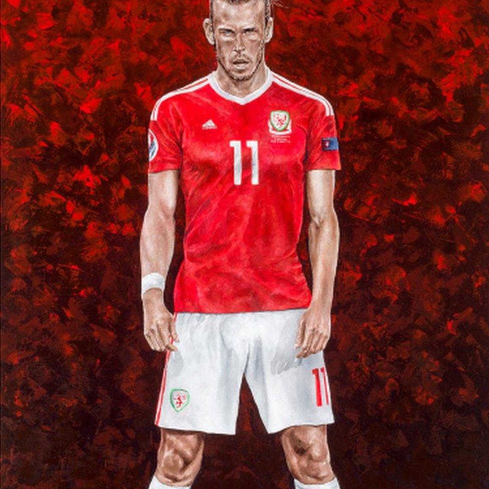 Owain Fon Williams' painting of Gareth Bale