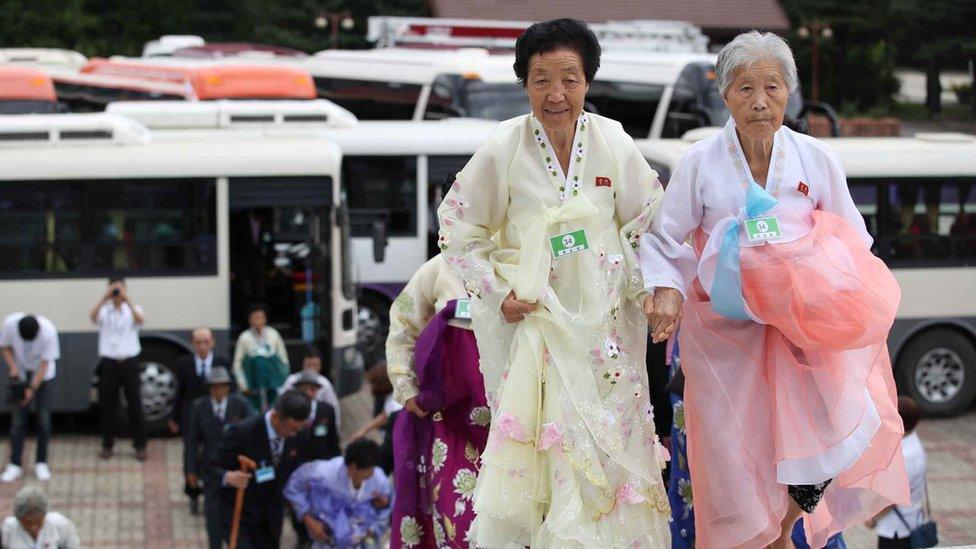 North Koreans who have been selected for a reunion arrive to meet their South Korean family members